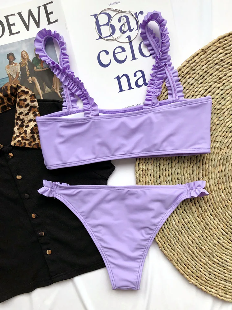 

ZTVitality Violet Bikinis Lace Sexy Bikini 2020 Hot Sale Padded Bra Mid Waist Swimsuit Female Swimwear Women Brazilian Biquini