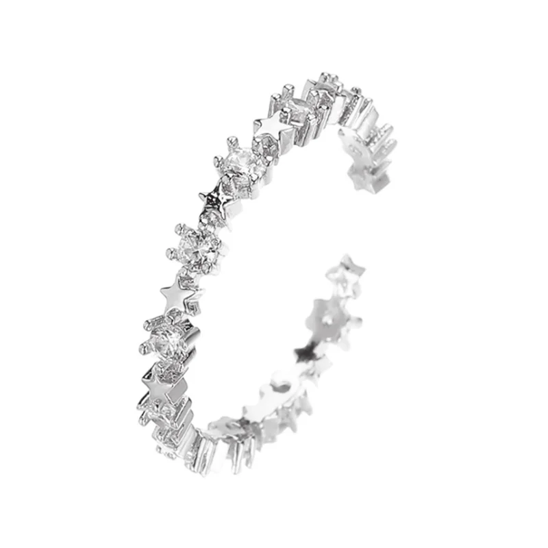 

Simple Star Ring Sweet Pink Gold Open Ring Fashion Trend Women Holiday Gift Party Jewelry Wholesale