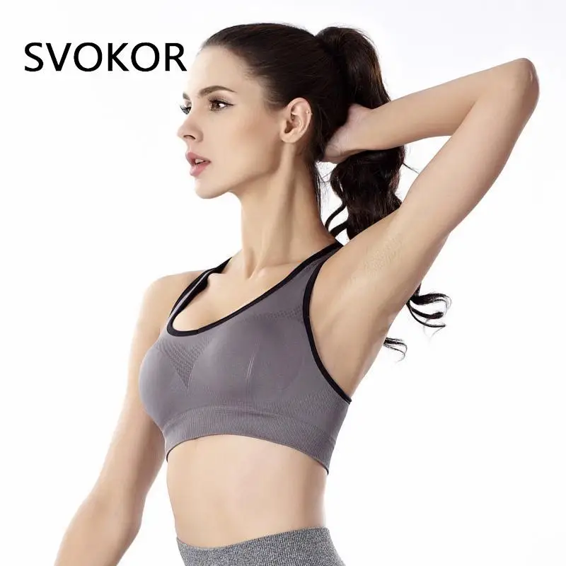 

SVOKOR Underwear Women Sexy Active Bra Push Up Full Coverage Sport Shockproof U-Neck Wireless Bras Running Cropped