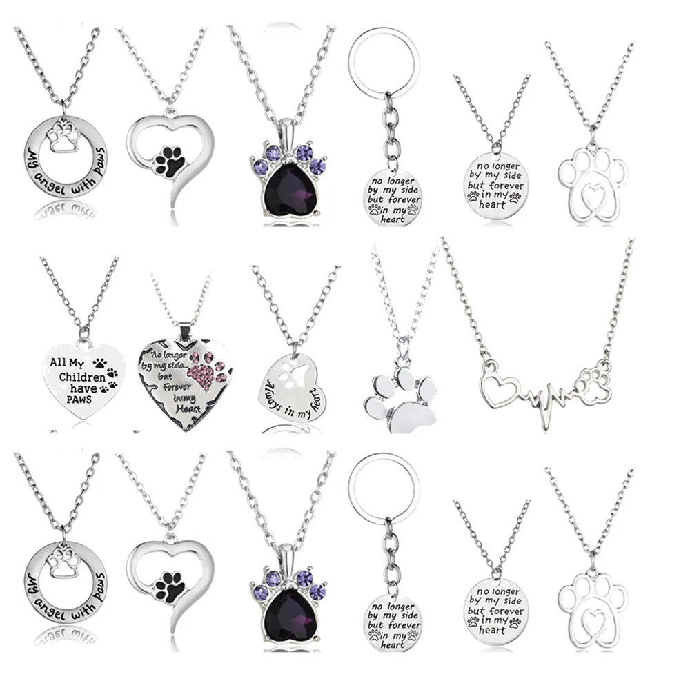 No Longer By My Side But Forever In Heart Charm Necklace Lovely Dogs Kitten Cat Paw Claw Pendant Jewelry Women Girls Gift Hot | Украшения и