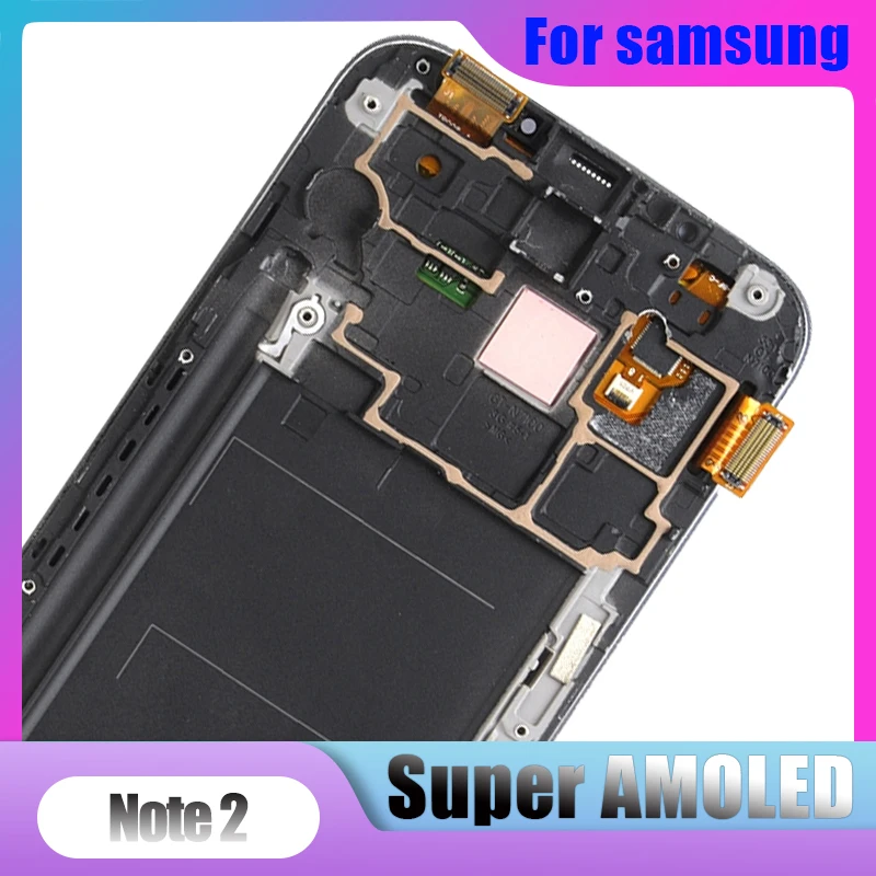 Оригинальный ЖК-дисплей Super AMOLED для SAMSUNG Galaxy Note 2 N7100 Note2 с рамкой и кнопкой