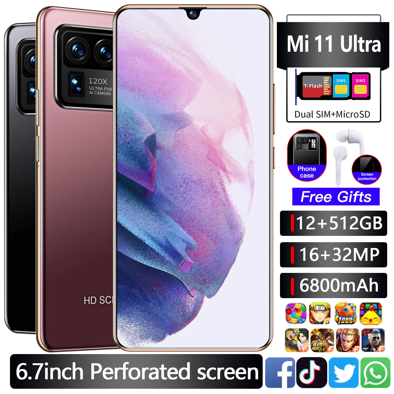 

Original Global Version Mi 11 Ultra 6.7-inch Smartphone 6800mAh 8G+256G Android Phone Google Play GPS Bluetooth 5G Mobile Phone