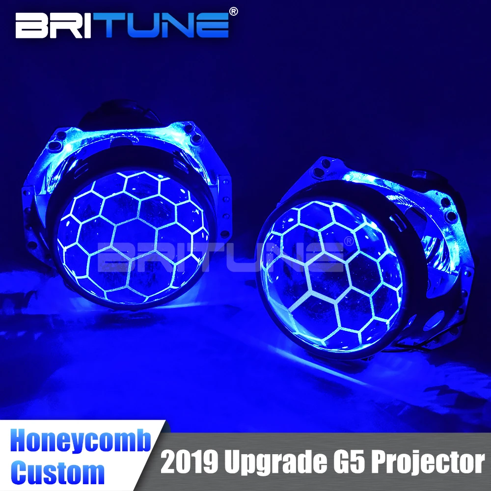 Для Hella 3R G5 5 фары линзы HID проектор Honeycomb Bi-xenon травление синие линзы модифицированные автомобильные аксессуары стиль D1 D2 D3 D4