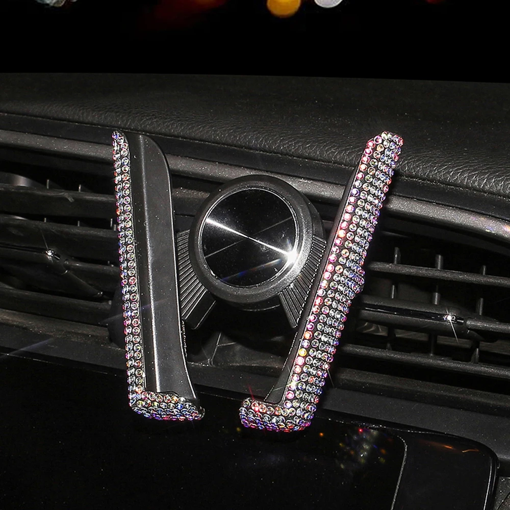 new bling car phone holder rhinestones air vent smartphone support crystal diamond phone clip car interior accessories for girls free global shipping