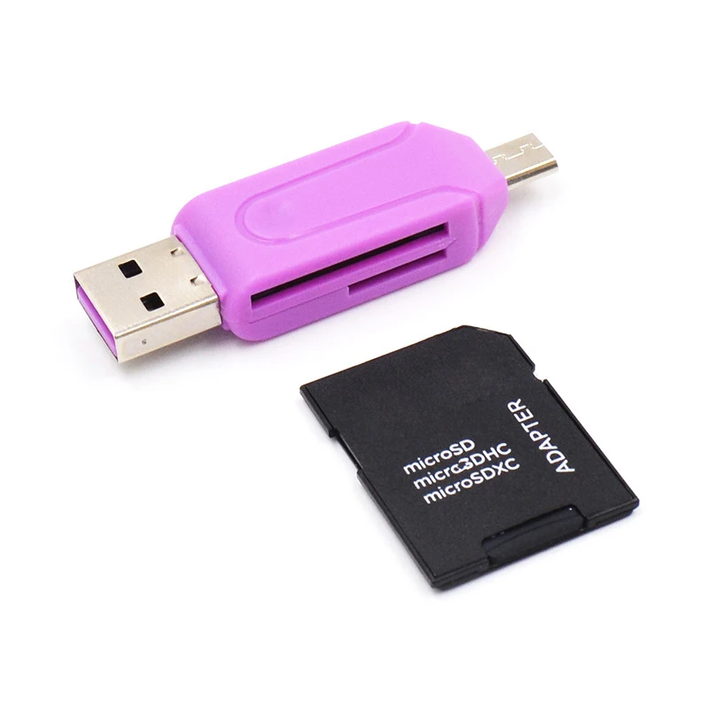 Адаптер 2 в 1 USB OTG 5 случайных цветов Универсальный Micro TF кардридер для Android ПК SD