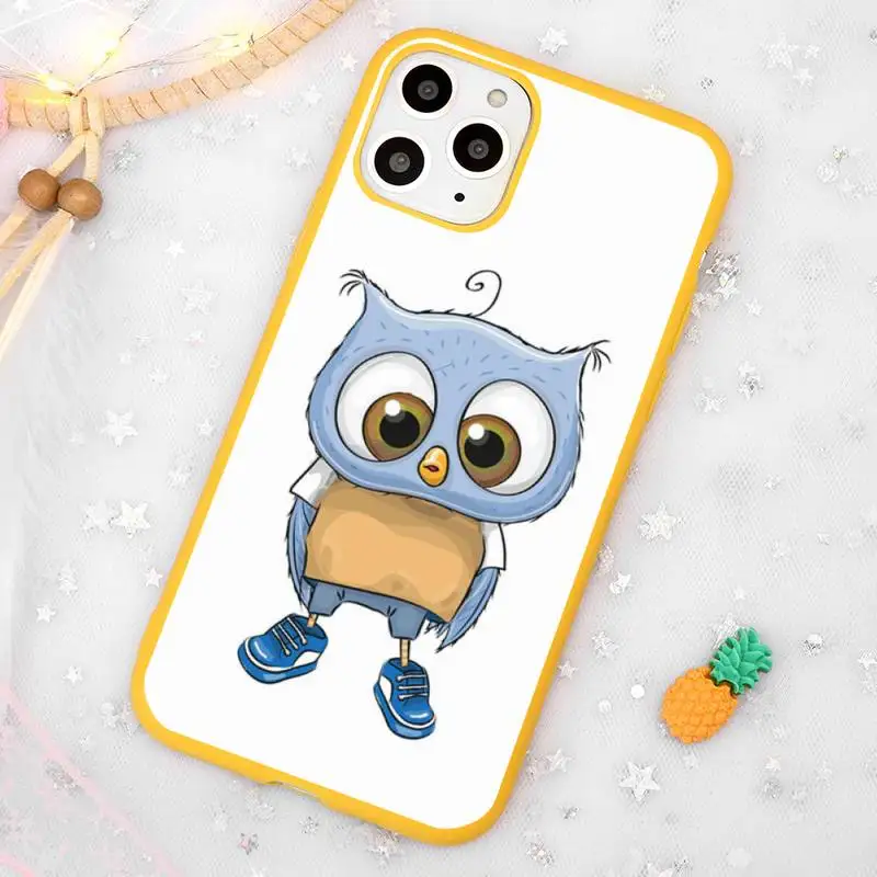 

Cute Owl cartoon Phone Case Candy Color Yellow for iPhone 11 12 pro XS MAX 8 7 6 6S Plus X 5S SE 2020 XR