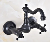 black oil rubbed bronze bathroom kitchen sink faucet mixer tap swivel spout wall mounted two handles mnf853
