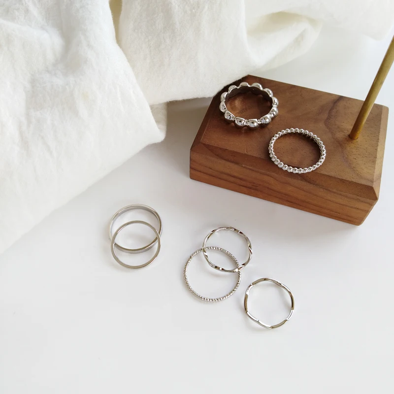 

2021 New Punk 7pcs/set Minimalist Smooth Rings for Women Simple Gold-plated Geometric Metal Chain Trendy Party Jewelry