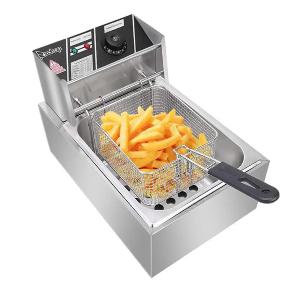 

Desktop Electric Fryer Stainless Steel Single Cylinder French fries Chicken Commercial Kitchen Equipment