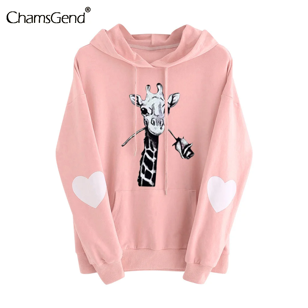 Свитшот женский с мультяшным жирафом Повседневная Уличная одежда в стиле