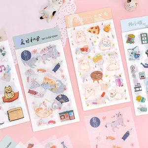 6 шт.лот Kawaii Fortune кот, кролик бумажные наклейки для украшения дневник Скрапбукинг этикетка наклейка милые японские парфюмерией наклейки