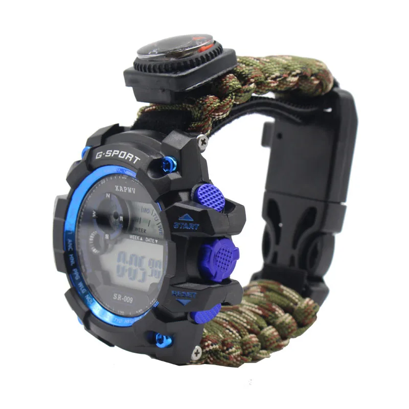 Часы EDC для выживания на открытом воздухе водонепроницаемые аварийное