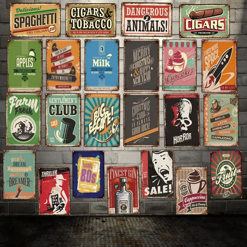 [Mike86] сигары табак кексы молоко капучино жестяной знак антикварный Железный