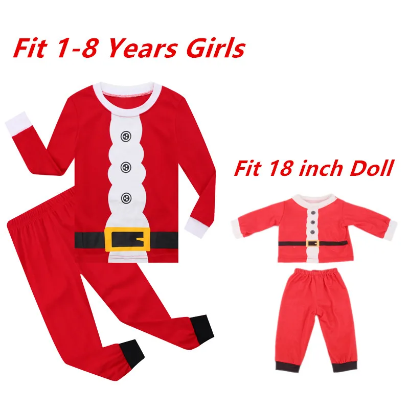 

Baby Girls Christmas Pajamas Sets Kids Reindeer Matching Girls&18 inches Doll Pajama Sets Pyjamas Kids Xmas Pijamas Kids