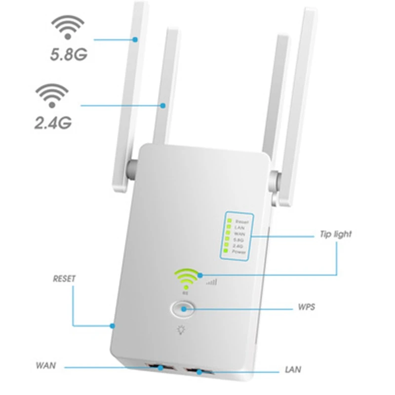 WiFi Range Extender Ретранслятор маршрутизатор AC1200M усилитель точка доступа 2 4 5 8 GHz