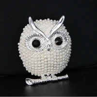 imitation pearl owl brooch pin for women men fashion banquet jewelry beautiful gift