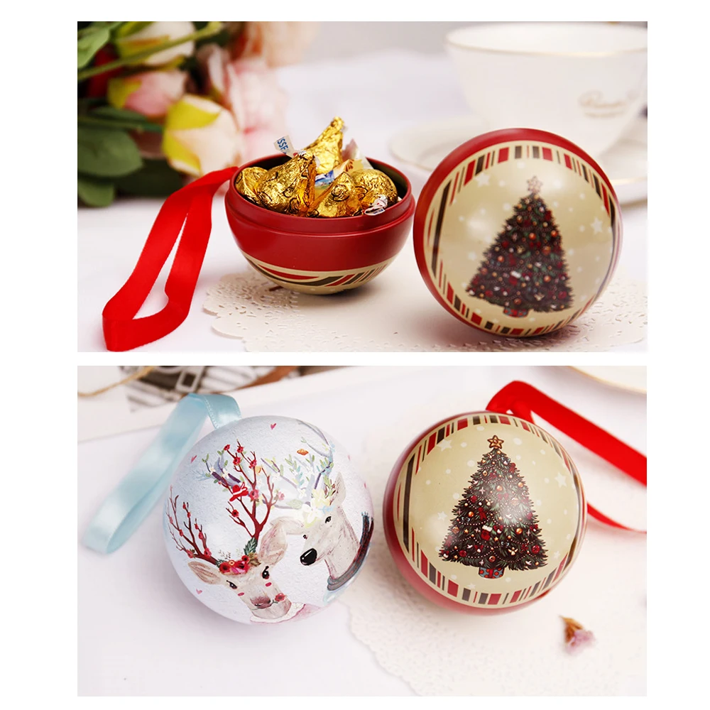 Железная сферическая Рождественская коробка для конфет шар банка хранения банок