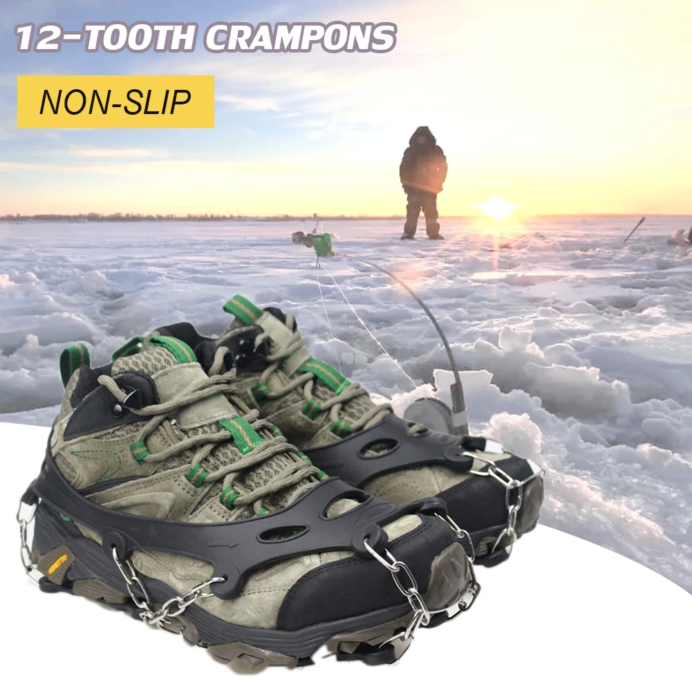 

High Quality Outdoor Ice Snow Grips Traction Cleats With 12 Studs Climbing Crampons Anti-Slip Cleats For Winter Hiking Climbing
