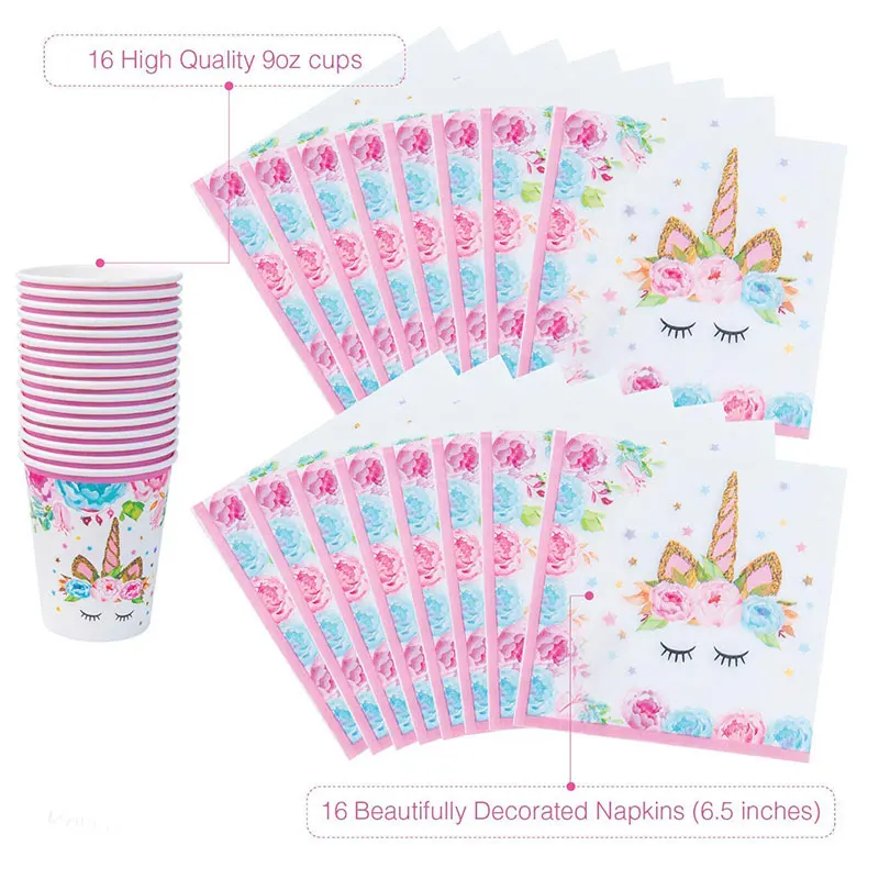 Милые единороги тема вечерние столовые приборы тарелки салфетки счастливые