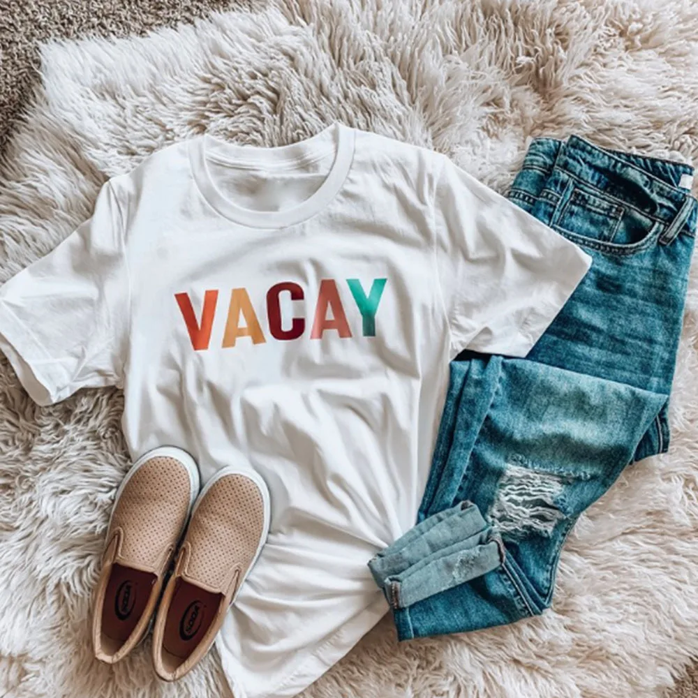 Женская футболка с коротким рукавом белая Повседневная буквенным принтом лето