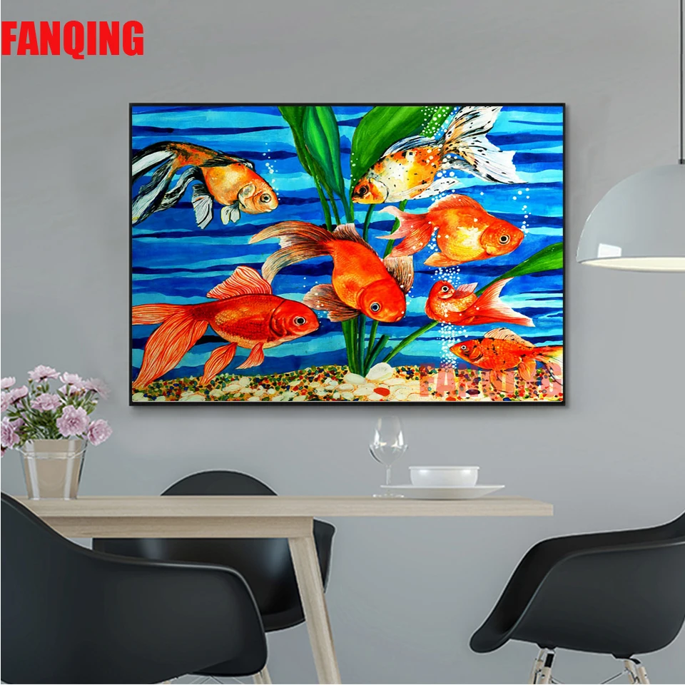 

Алмазная 5D Вышивка с животными, картина с рыбками стразы, мозаика, вышивка крестиком, Новое поступление, украшение для дома