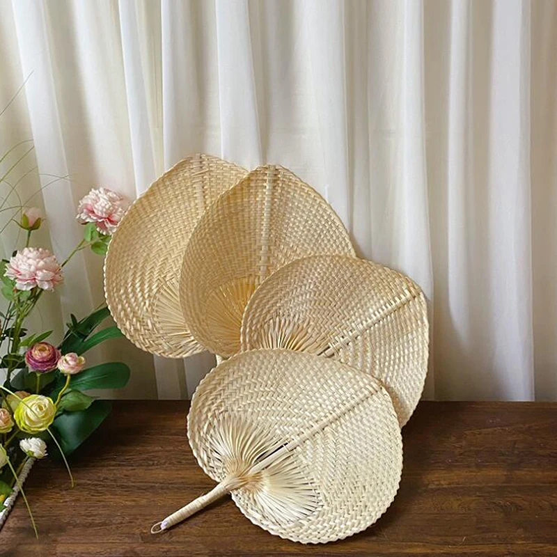 

Handmade Straw Woven Fans Craft Summer Cooling Fan Mosquito Repellent Manual Straw Hand Fan Bamboo Home Decoration