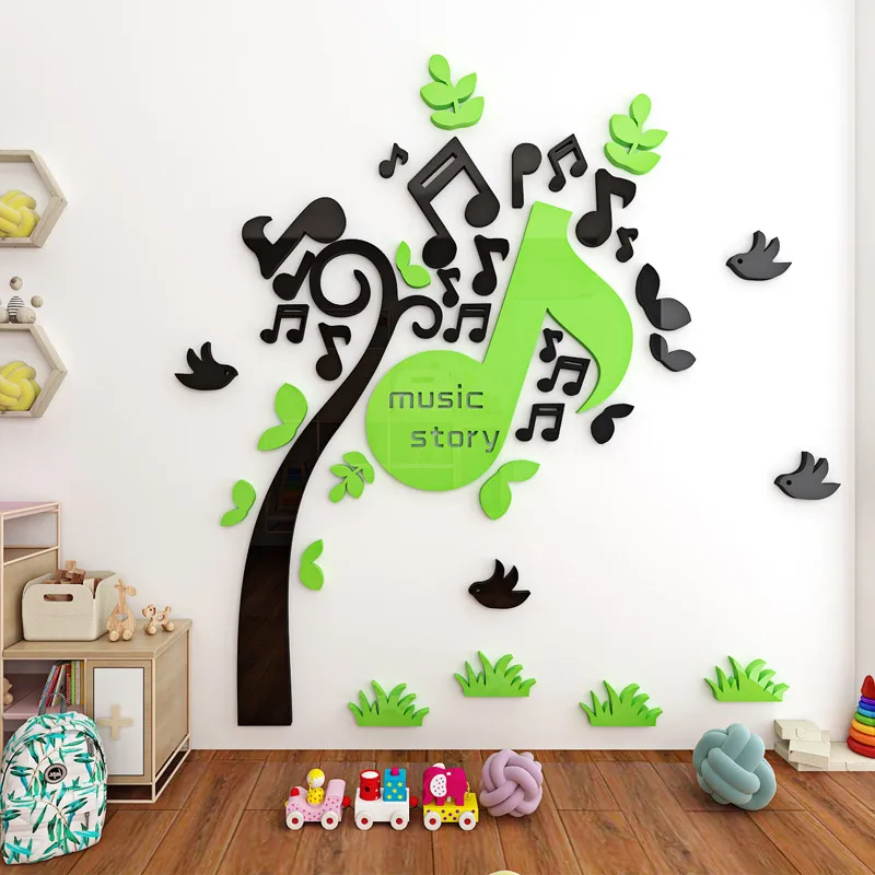 Акриловые Настенные Стикеры с нотами Новое поступление зеркальные настенные