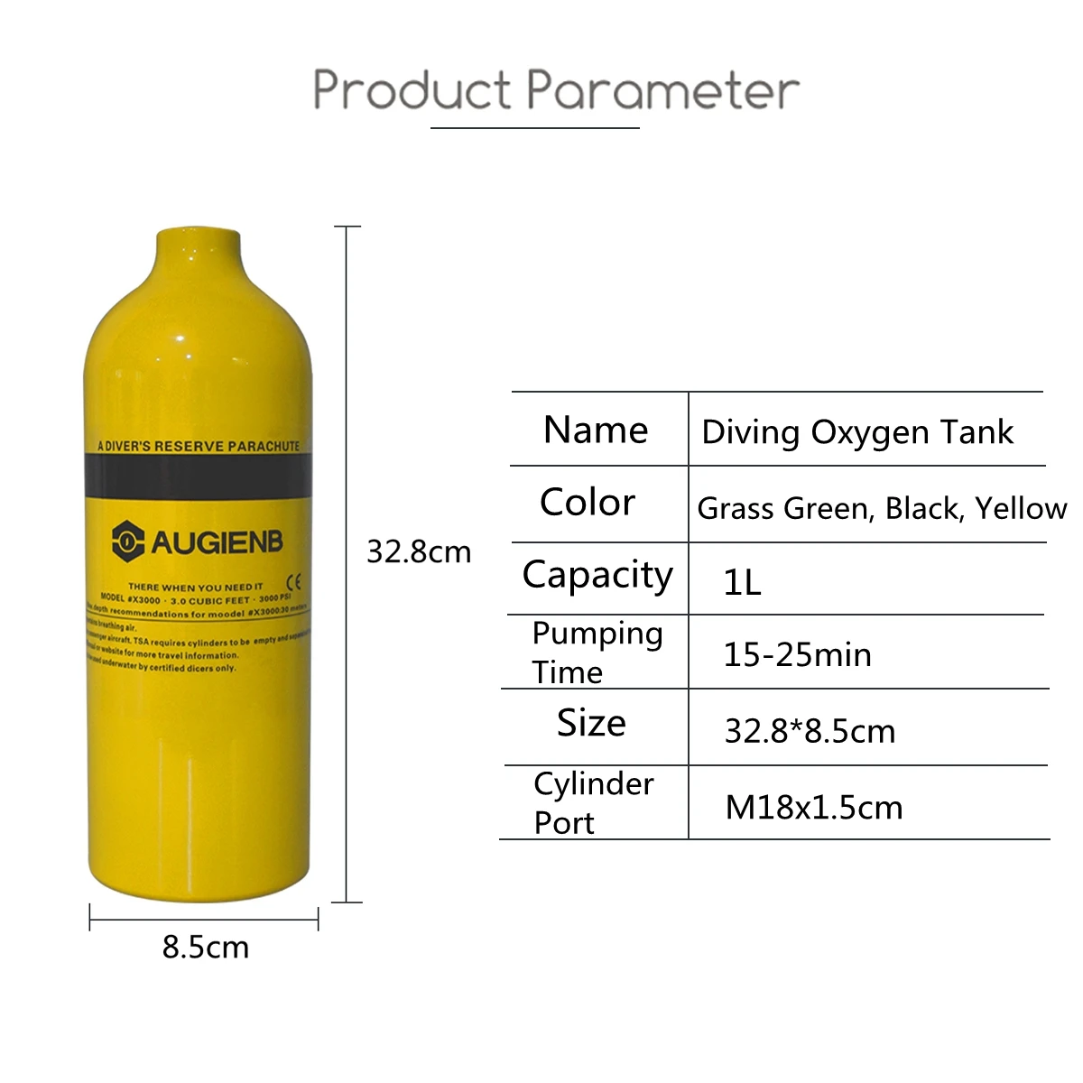 AUGIENB 0.5L / 1L цилиндр для подводного плавания мини кислородный резервуар респиратор