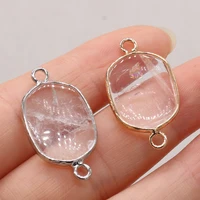 natural stone gem oval silver plated gilt rim connector handmade crafts diy necklace bracelet jewelry accessory gift making