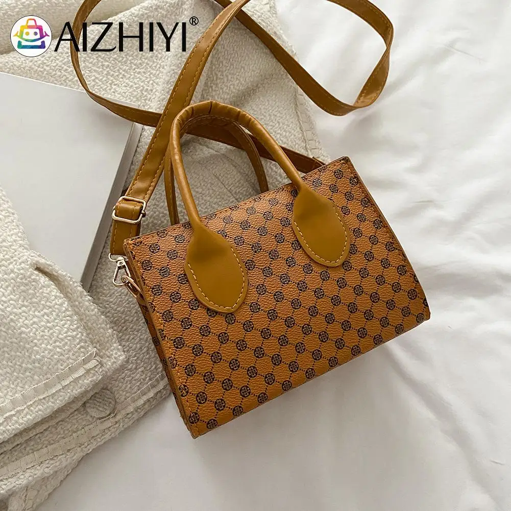 

Female Vintage Checker Print Shoulder Bag Women Casual PU Leather Crossbody Bags Mini Handbags