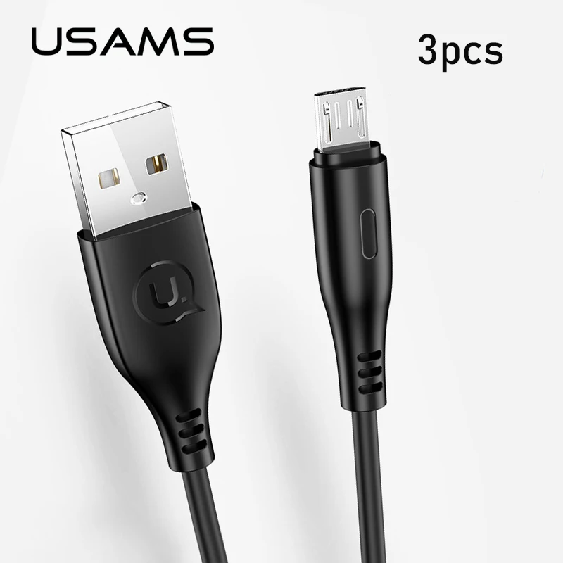 

USAMS 3pcs/a lot 1m 2A Micro USB Cable Fast Charging Data Cable Sync Microusb Cable For Huawei Xiaomi Oneplus Redmi Android