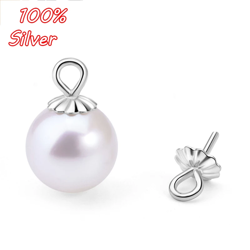 10pcs 925 Sterling Silver Pendant Connector,Cup Peg Bead Cap For Necklace,Earring,Dangle Sterling Silver Jewelry Accessories