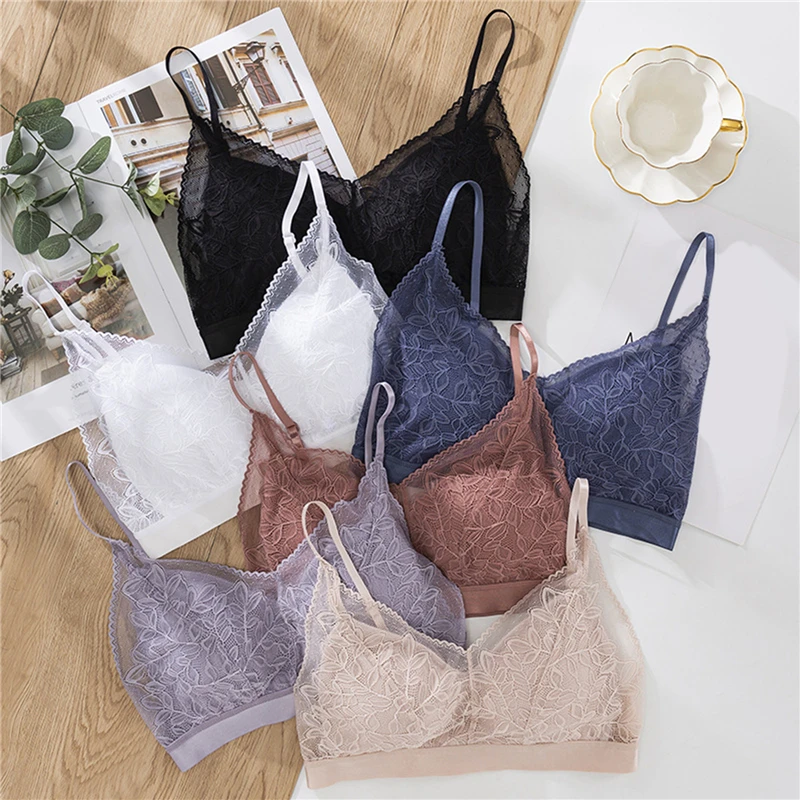 

Women Lace Wirefree Bra Sexy Backless Vest Thin Cup Bras Lingerie Comfort Bralette Padded Brassiere Seamless Girls Underwear