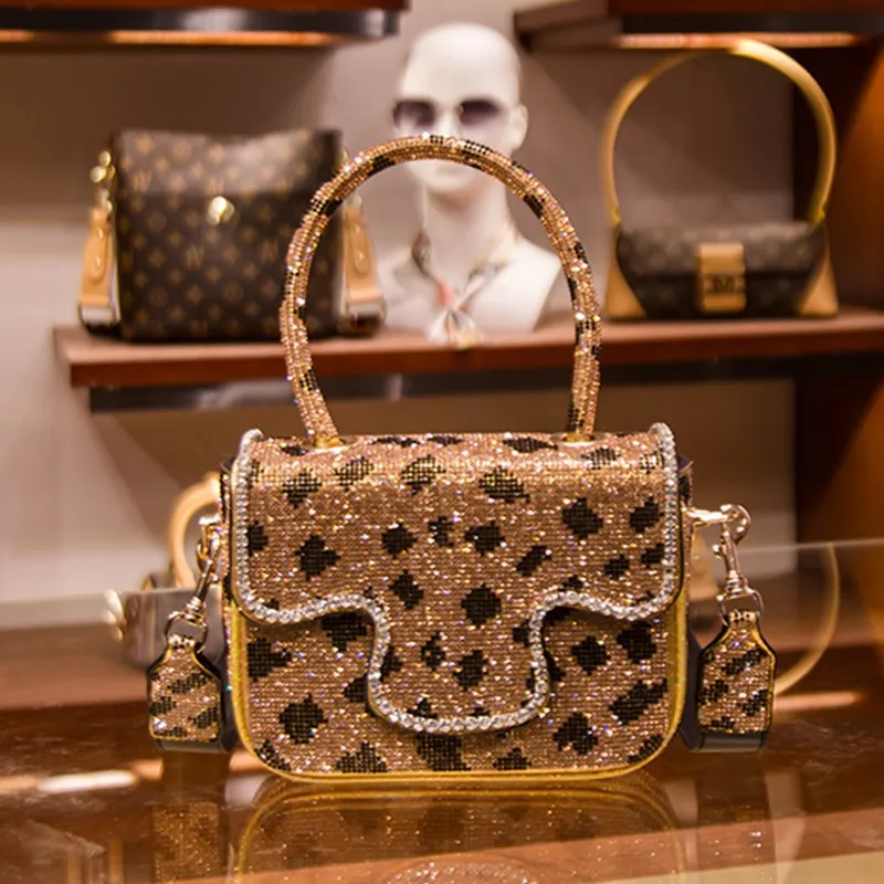 

Genuine Leather Rhinestone Mini Handbag 2020 New Female Fashion Shoulder Messenger Bags High Quality Small Square Bag Louis Bags