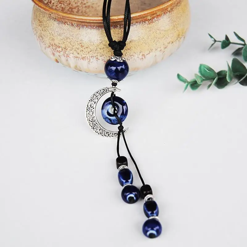 Модный керамический кулон с бусинами этническое длинное ожерелье цепочкой