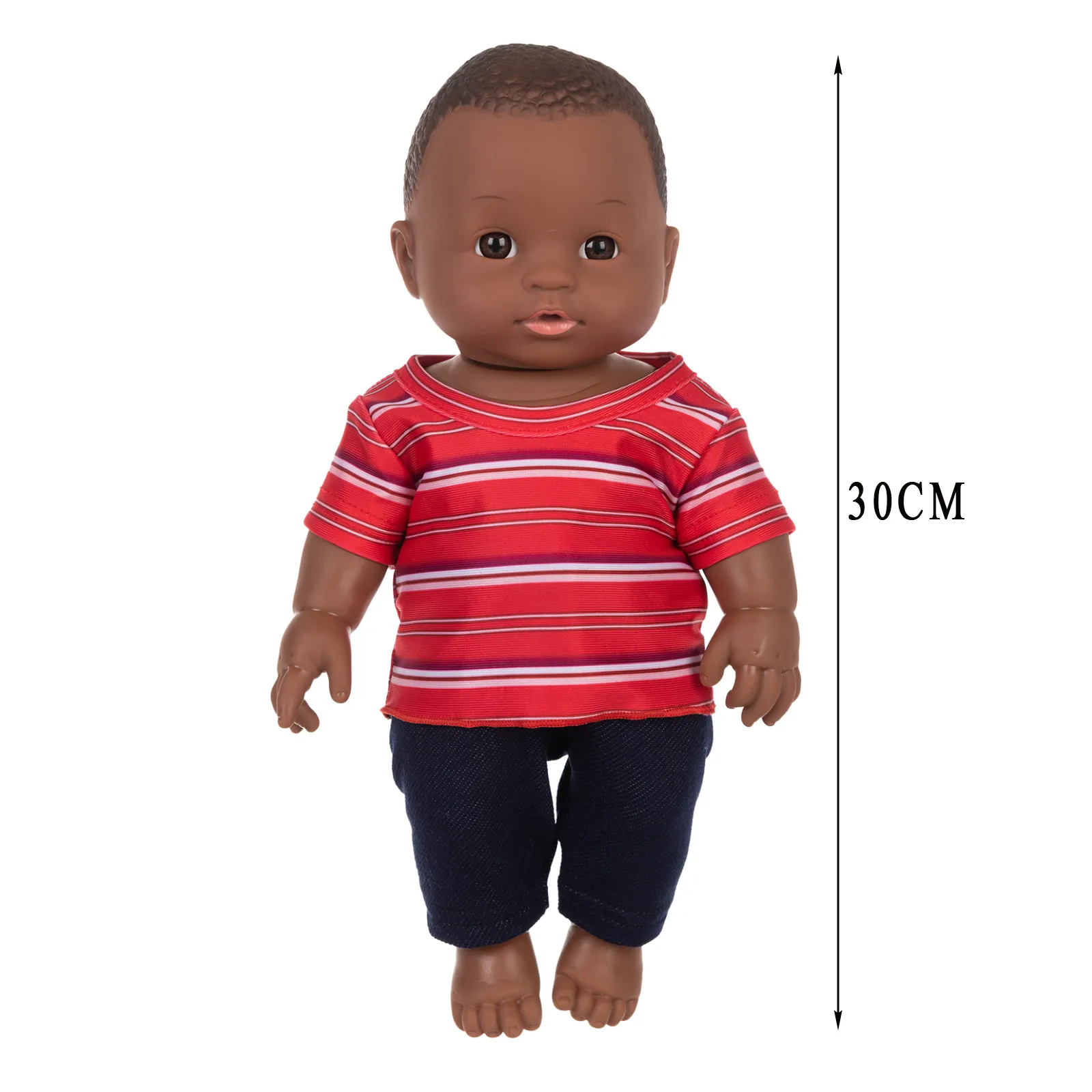 

Black African Doll For Children kid todder Boys Cute Black 12INCH boneca Silicone Vinyl Soft Baby Toy brinqued