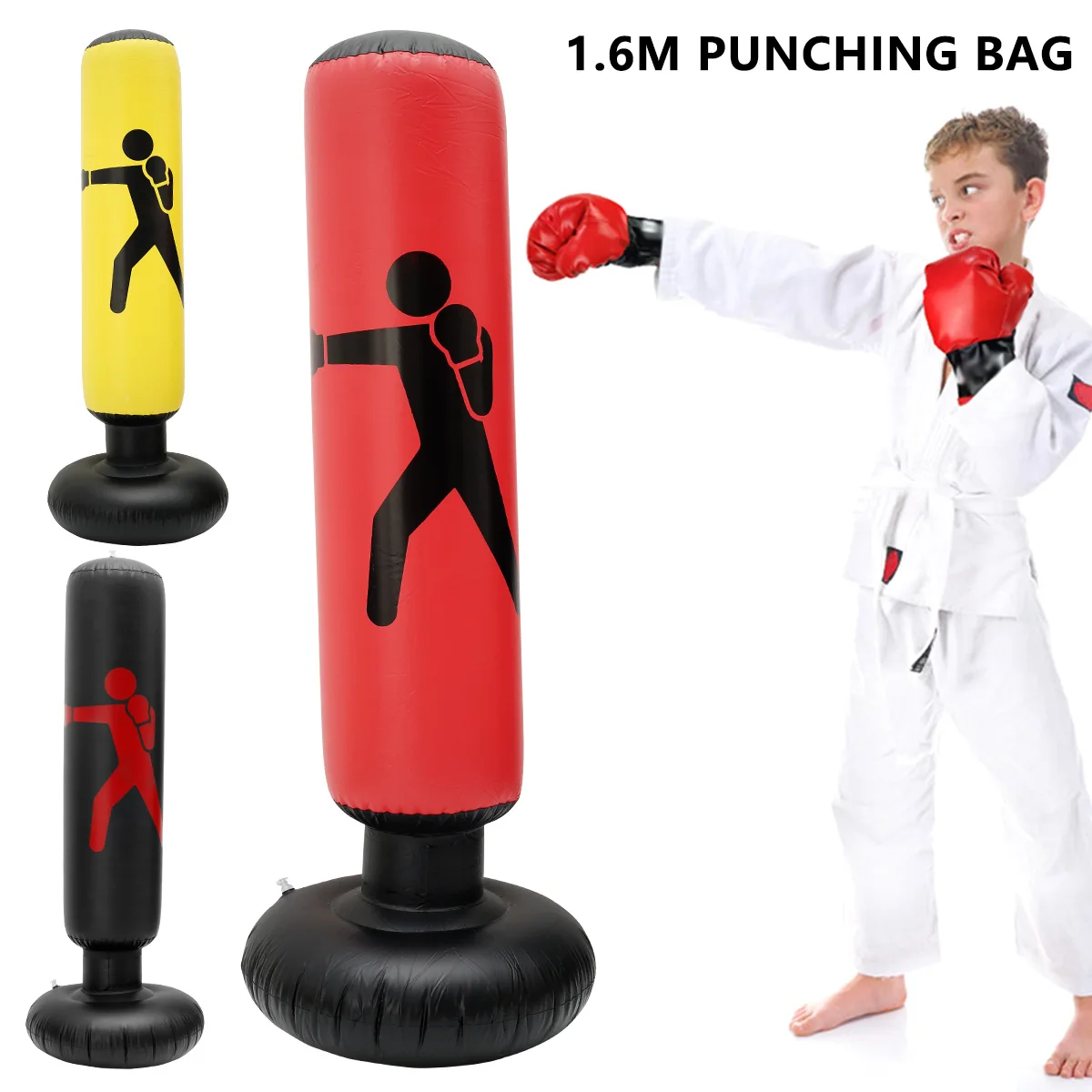 

1.6m Inflatable Standing Punching Bag Boxing Bag Heavy Training Bag Sport Column Stress Relief Boxing Target for Teen Adults