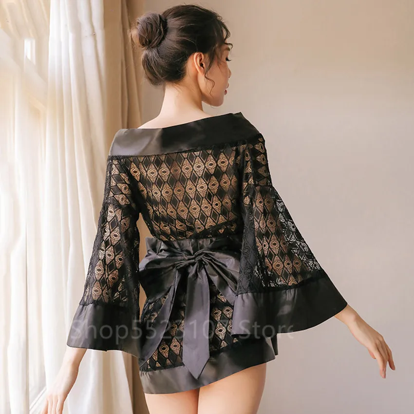 Сексуальное кимоно платье в японском стиле женская черная Милая униформа