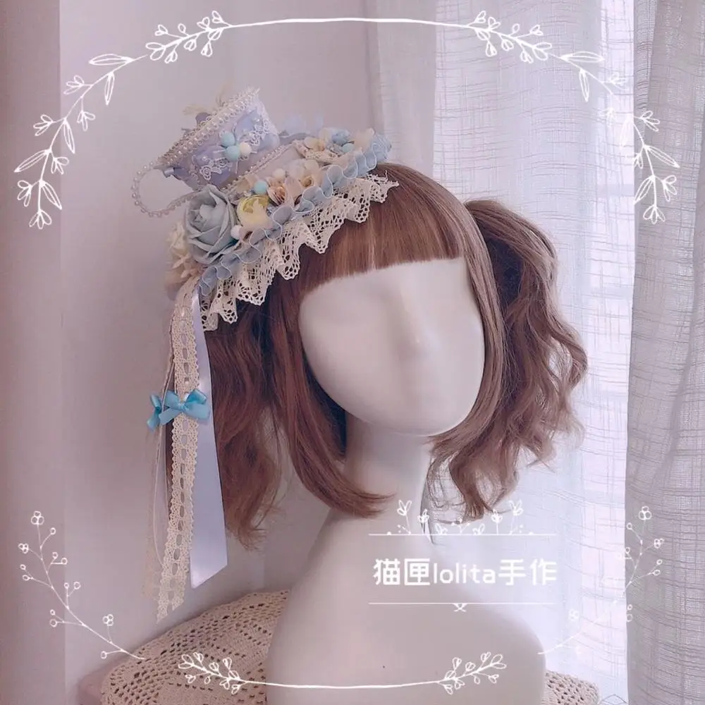 Головной убор ручной работы в стиле &quotЛолита&quot кружевная шляпа с цветами