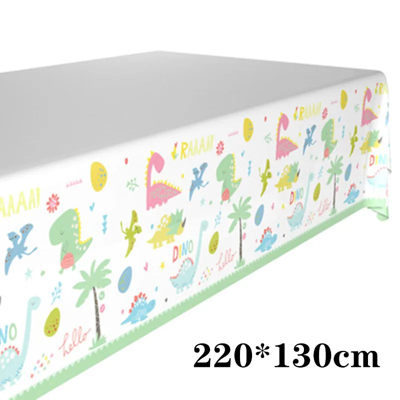 tablecloth 1pc Мотив динозавра праздничный набор столовой посуды Одноразовая бумажная тарелка скатерть торт Топпер с первого дня рождения товары для мальчиков - Цвет: tablecloth 1pc