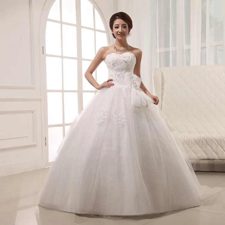 Платье для свадьбы Popodion кружевное с высокой талией без узора бантом размера плюс