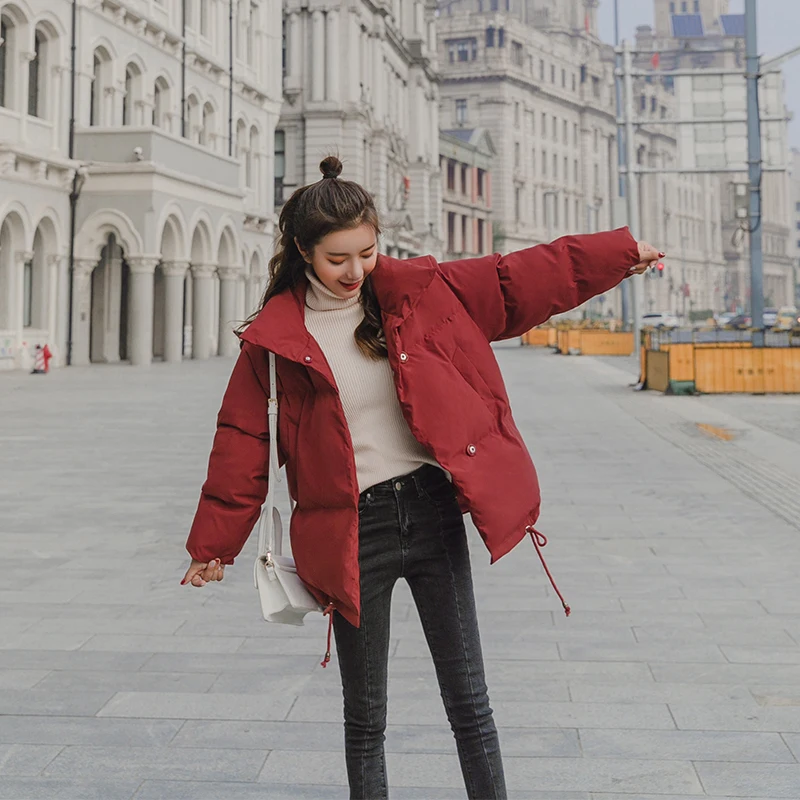 Зимние Модные женские куртки короткие дизайнерские милые хлопковые осенние