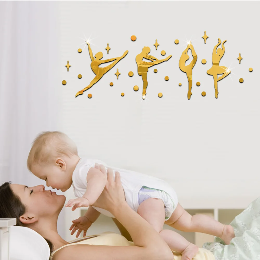 30 шт./компл. Балетки Танцы Танцовщица для девушек 3D акриловое зеркало наклейки