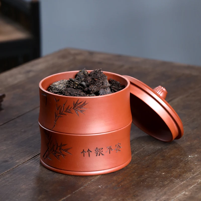 

tao yixing undressed ore purple large capacity storage POTS carved by hand painting bamboo report peaceful tea pot