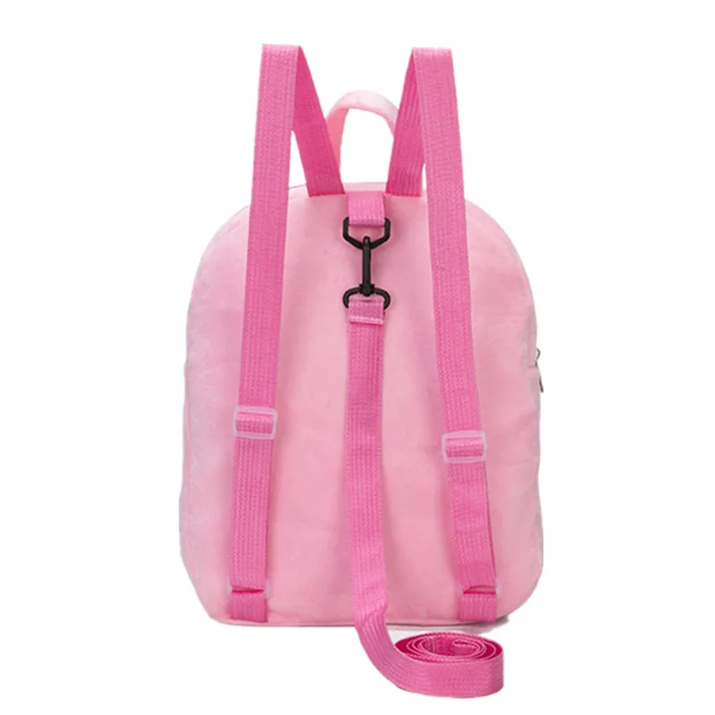 flamingo plush Backpack Children Zipper Schoolbag  for boys girls pink grey  small bags with pulling rope anti -lost bag
