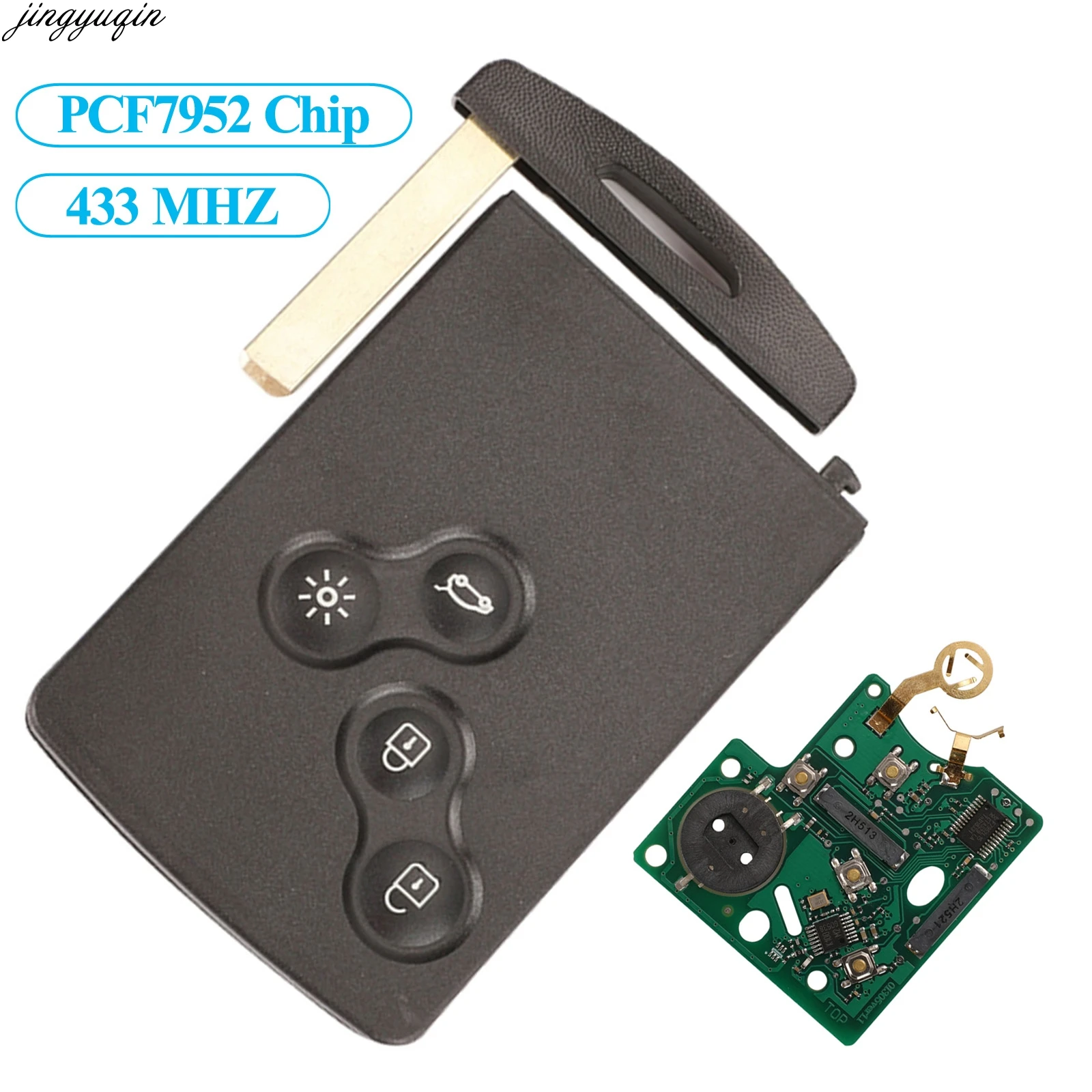 Bilchave Hands Free смарт карта без ключа дистанционного FSK PCF7952 433 МГц для Renault Megane III Fluence