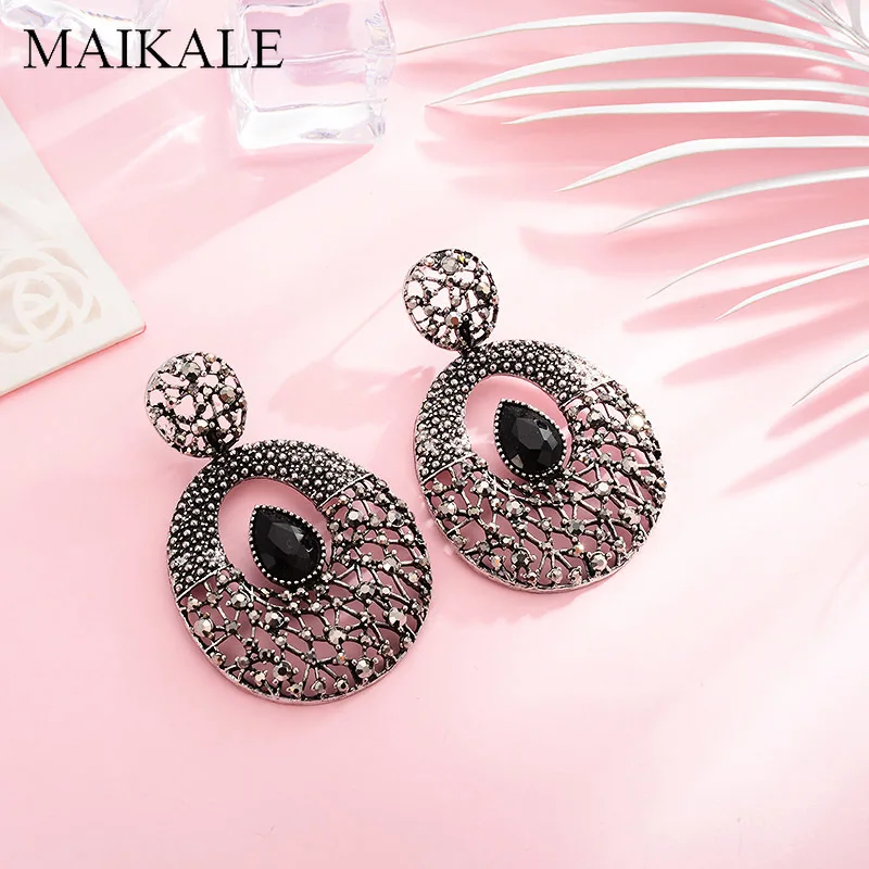 Женские винтажные серьги гвоздики MAIKALE большие круглые из преувеличенного