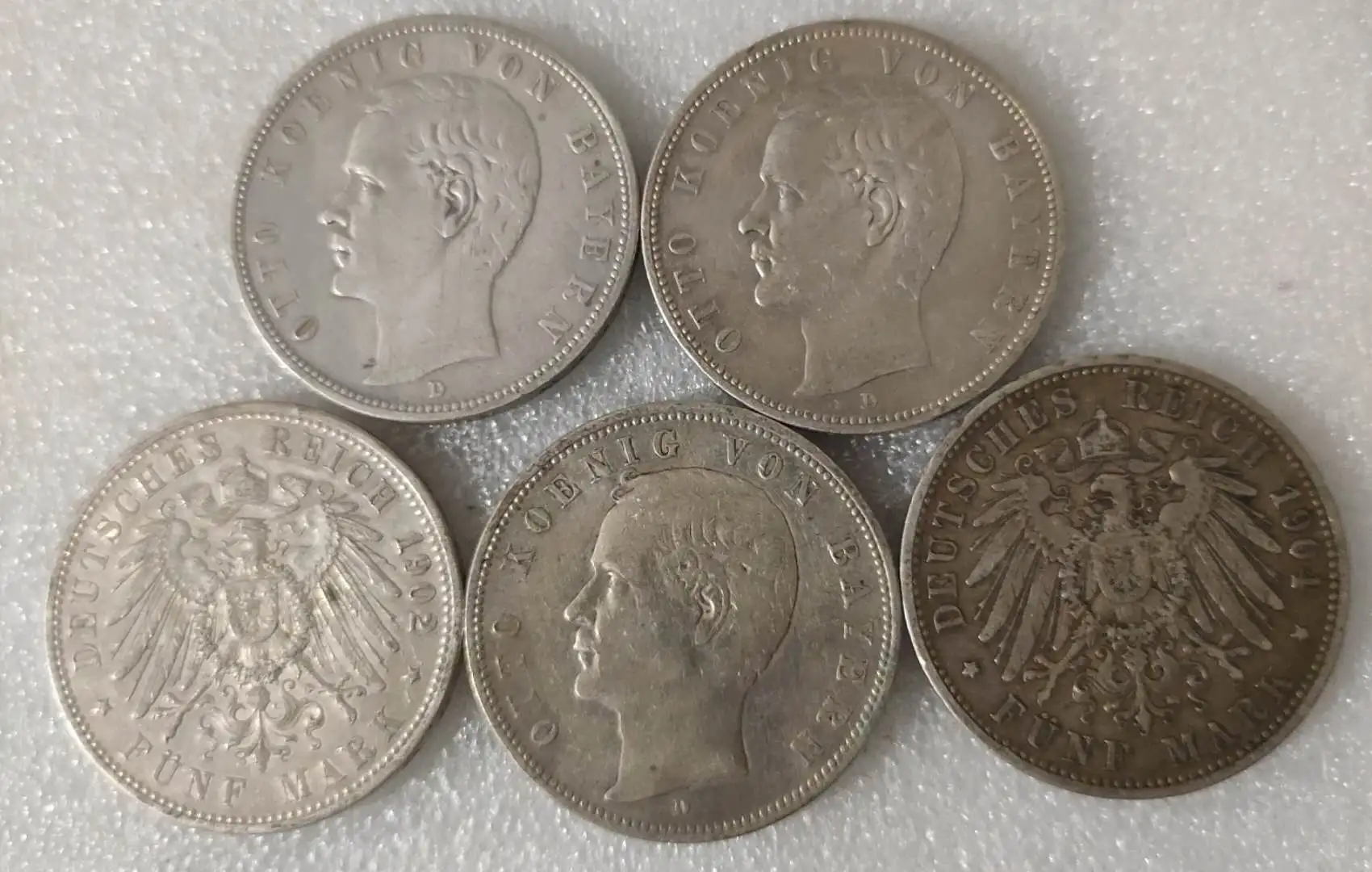 Германия 5 Марк Кинг Отто Баварии старая 100% Настоящее серебро оригинальные