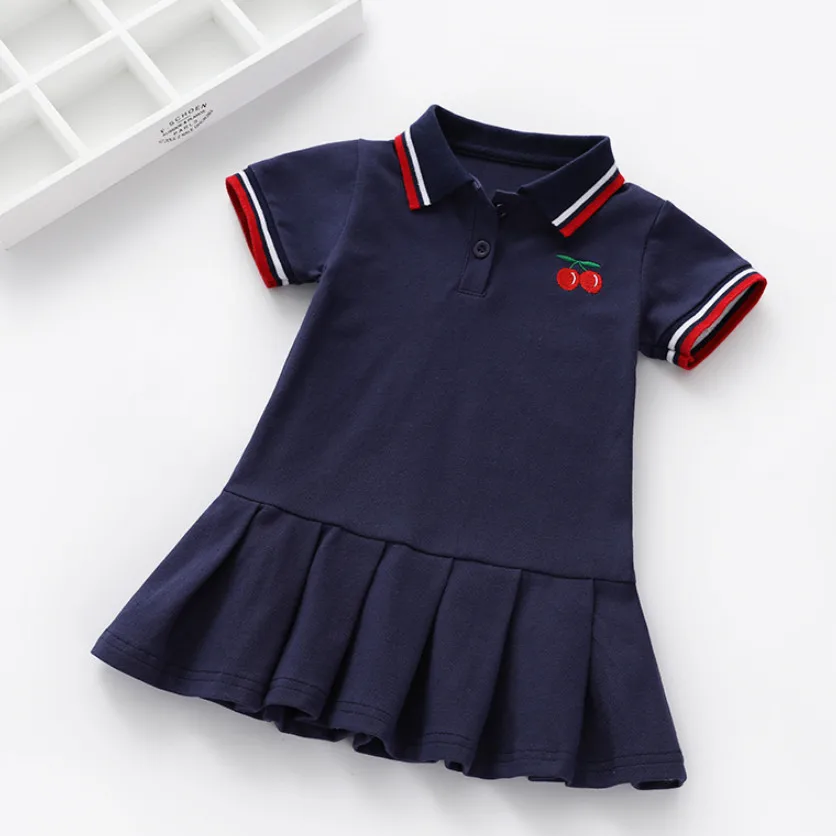 Платье для девочек детские хлопковые платья модное Плиссированное малышей милая