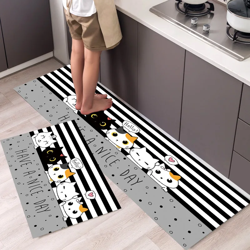 

Fashionable Simple Nordic StyleWaterproof Kitchen Floor Mat Household Carpet Long Strip Door Mat Modern Home Decor